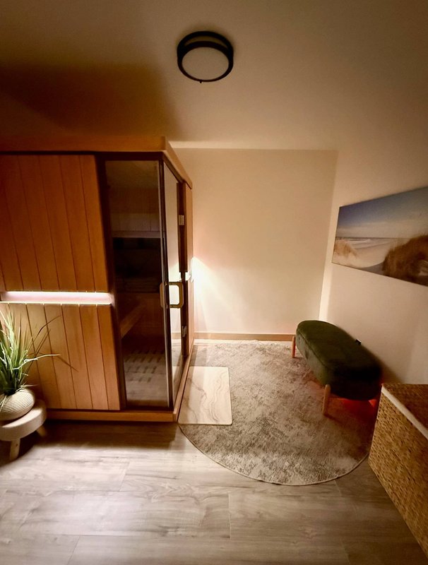 Warmly lit beauty treatment room interior